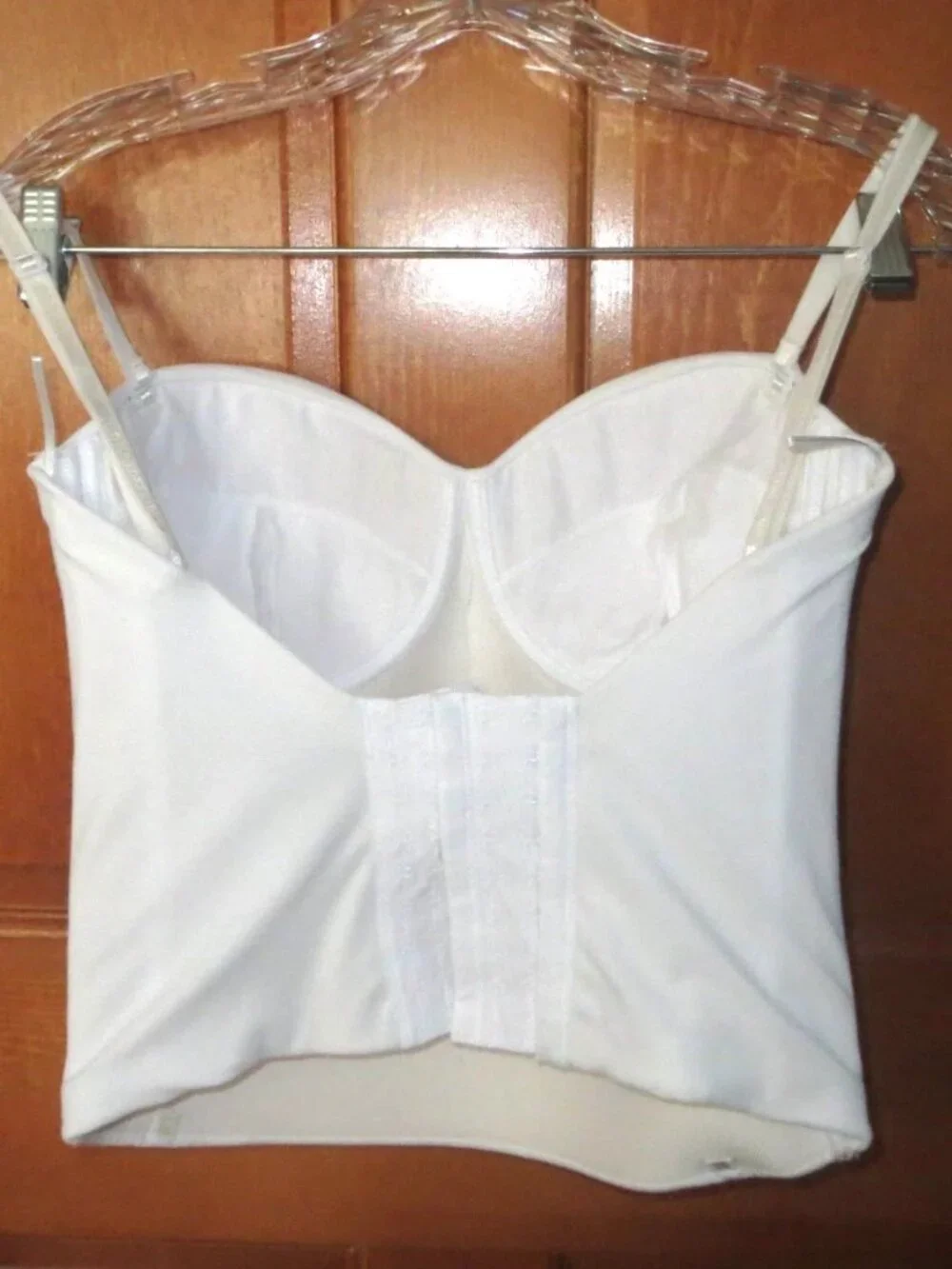 Bridal Bustier 38D Strapless With Garters, Includes NIP Straps White GUC - Picture 3 of 14